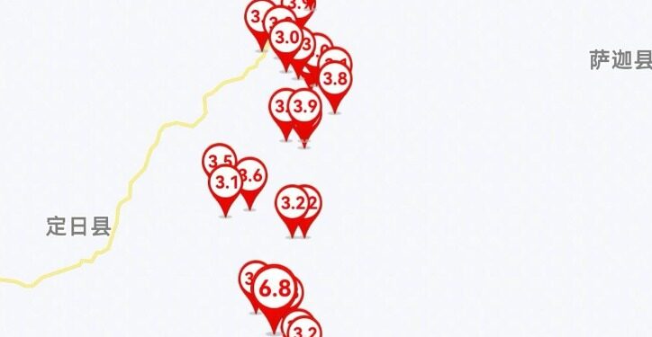 515 aftershocks were recorded in Dingri County, Tibet, with the largest aftershock measuring 4.4.
