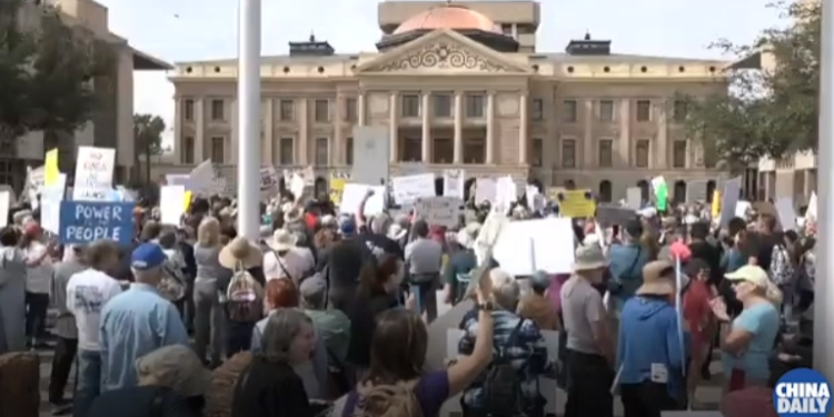People in many parts of the United States protest against the Trump administration