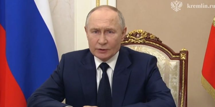 Putin delivered a video speech emphasizing that the strategic policy of building and developing armed forces remains unchanged