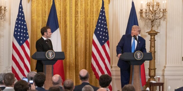 Speaking of aid to Ukraine, Macron reached out to interrupt Trump