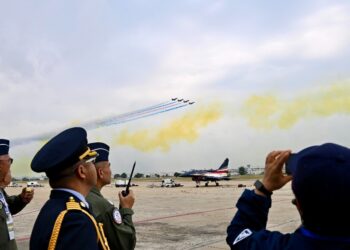 Chinese Air Force August 1st Flight Performance Team performs a flight performance in Thailand