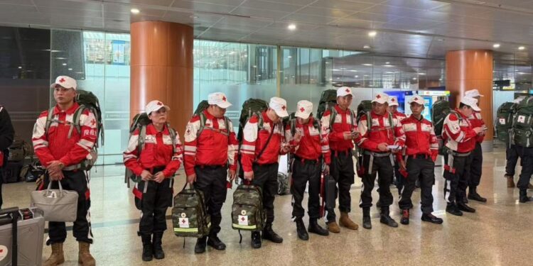 Chinese Red Cross International Rescue Team Arrives in Yangon, Myanmar