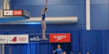 Chen Jia and Chen Yiwen won the first and second place in the Women’s 3-meter board final in the Diving World Cup Canada